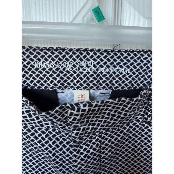 GAP Khakis Slim City Pants Size 10 Women's Black White Weave Pattern - Picture 2 of 4